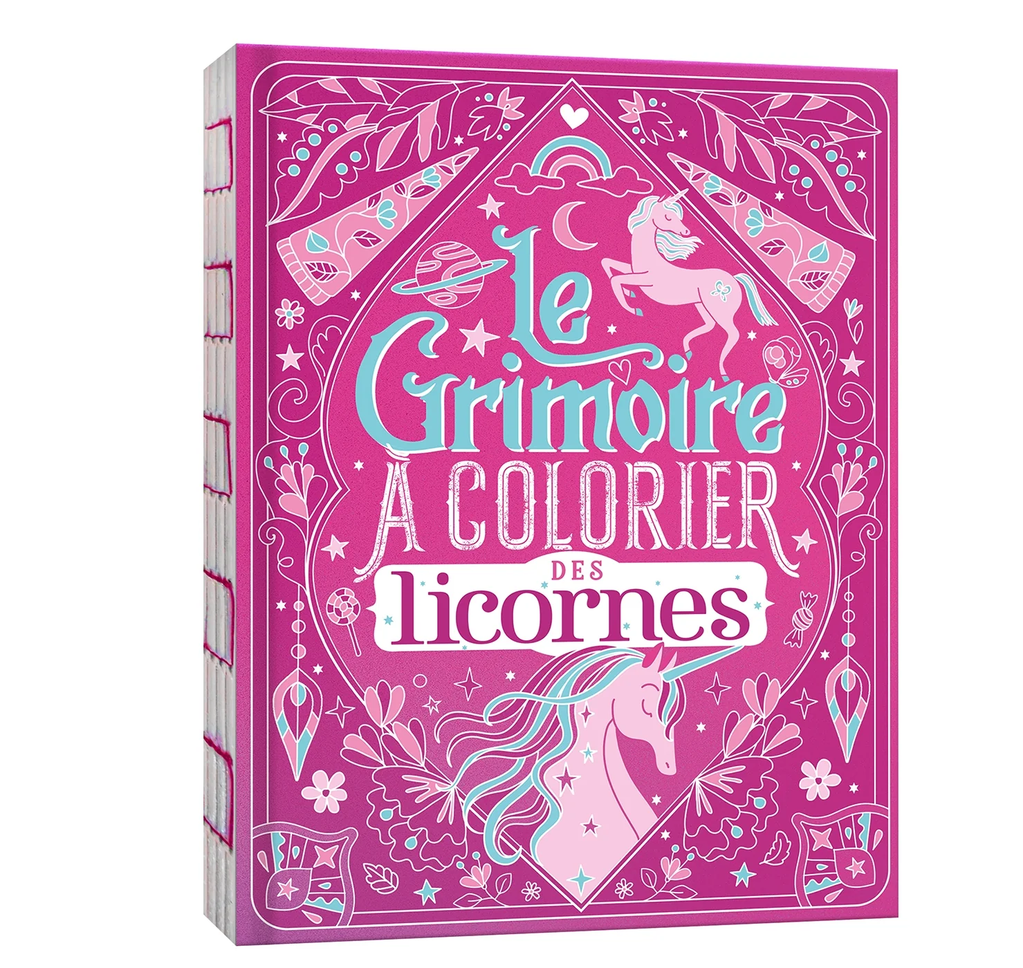 Le grimoire des licornes à colorier - avec paillettes