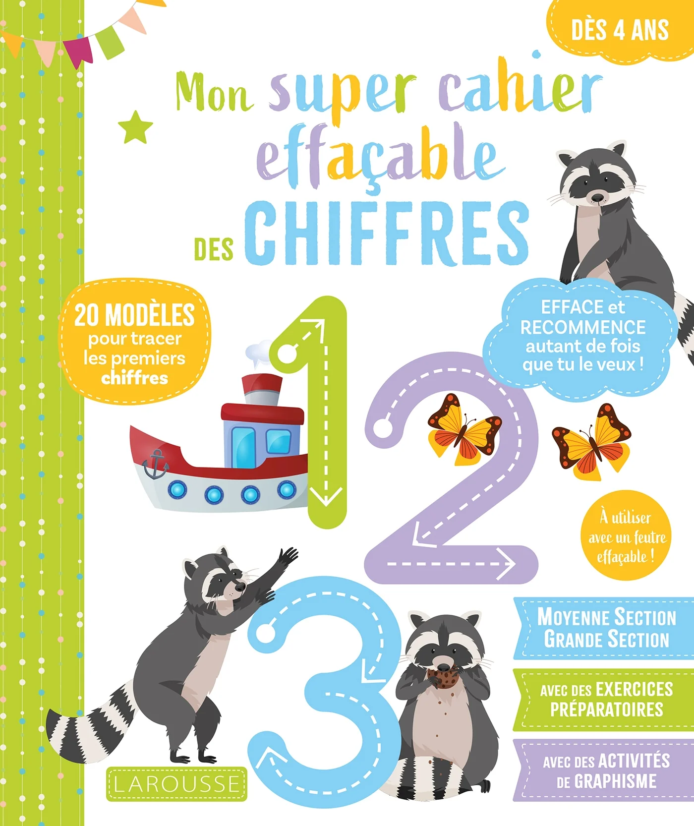 Mon super cahier effaçable - Chiffres - De la Moyenne section à la Grande section 4-5 ans